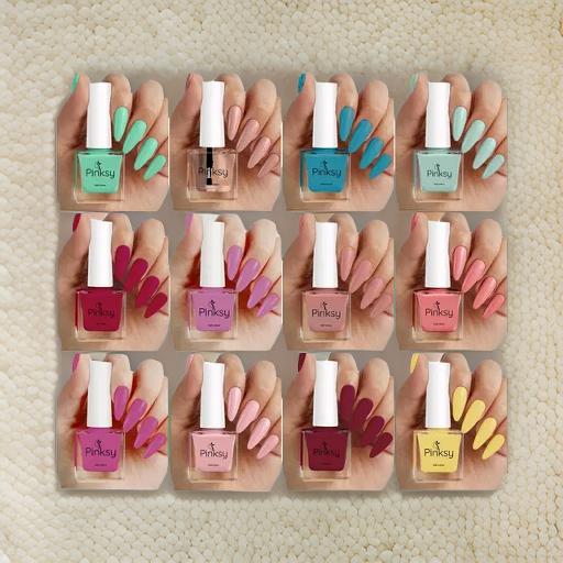 Pinksy Unique Color Rich Nail Paint HD Shine Dazzling Glow Long Stable High Definition Nail Polish Combo (Set of 12)