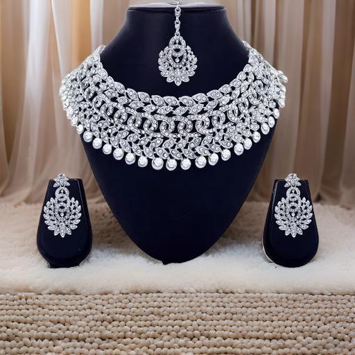 Premium Rhodium Plated Jewellery Set White Austrian Diamond