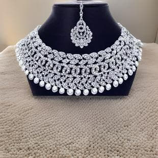 Premium Rhodium Plated Jewellery Set White Austrian Diamond