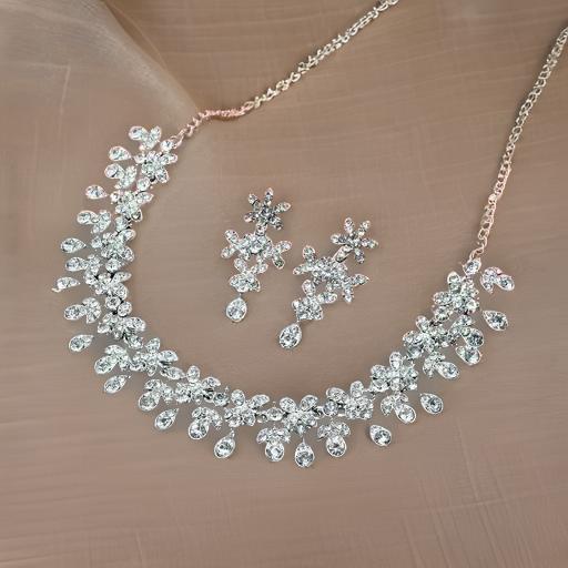 Premium Silver Plated Necklace Set With White American Diamond